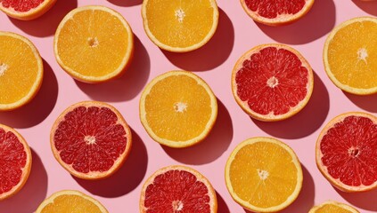 Patterned citrus slices on pink background
