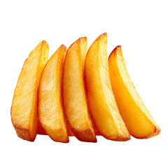 Crispy potato wedges isolated on transparent background food photography