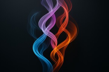 Abstract colorful light waves twisting in fluid motion on dark background, creating a creative and elegant visual art composition. Ai generative