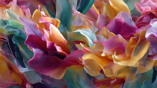 Ethereal Swirls of Vibrant, Translucent Fabric in a Dreamlike Abstract Composition. - Powered by Adobe