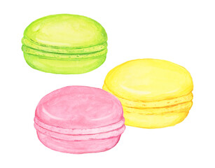 手描き水彩のかわいくてカラフルなマコロンのイラスト