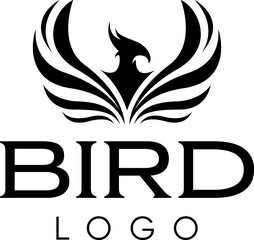 simple black abstract bird phoenix falcon pigeon eagle hawk raptor cockatoo swallow vector icon logo design
