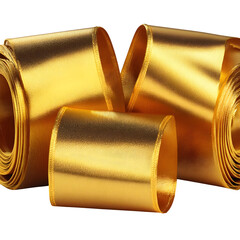 Golden ribbon curls isolated on transparent background for decorative designs