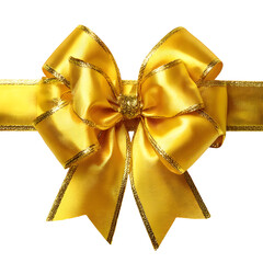 Elegant golden bow with decorative trim on transparent background