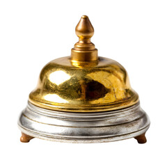 Vintage brass service bell isolated on transparent background