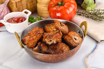 Grilled pork neck meat shashlik