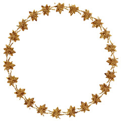 Golden floral wreath illustration on transparent background decorative design element for events and celebrations