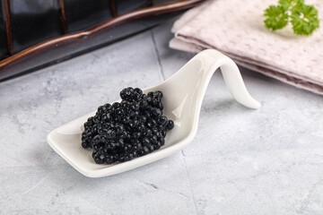 black sturgeon caviar in the bowl