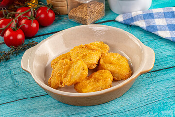 Golden crispy fried chicken nuggets