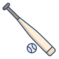 base ball with bat linear color icon design