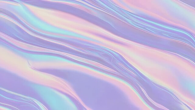 Abstract, flowing design with a multi-colored surface, reflecting light and shades of purple, pink, and teal