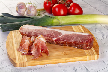Dry parma pork meat piece