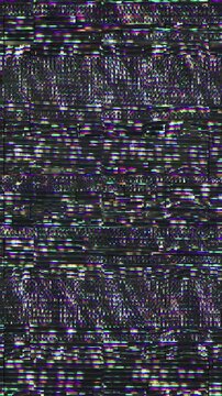 Abstract visual featuring a static noise pattern with colorful distortion, creating a digital interference effect reminiscent of corrupted screens.
