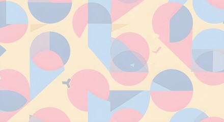 Retro 80s Pastel Geometric Pattern PNG &ndash; Seamless Circles and Triangles Design