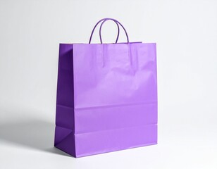 Vibrant purple shopping bag with handles against a clean white background, perfect for retail and gifting.