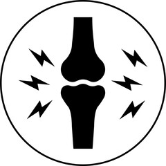 Joint inflammation icon. Arthritis pain medical symbol, bone ache health care sign, knee injury problem illustration, orthopedic disease flat vector design isolated on transparent background.