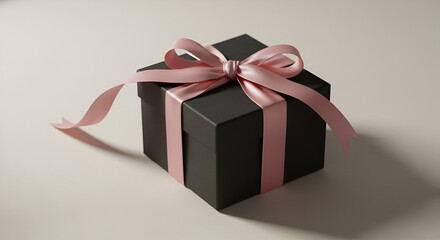 Elegant gift box with pink satin ribbon, perfect for special occasions