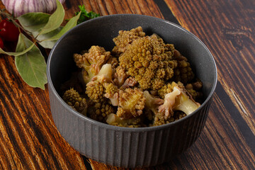 Vegan dietary steamed romanesco cabbage