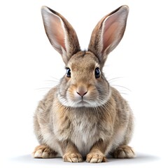 Fototapeta premium A Brown Rabbit with Long Ears on White Background bunny