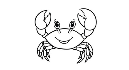 A cute cartoon crab waving its claws with a happy smile on its face.