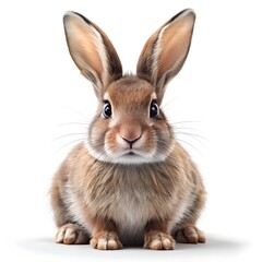 A Close- Up of a Brown Rabbit on White Background bunny