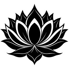 Obraz premium Black silhouette of a lotus flower with white accents