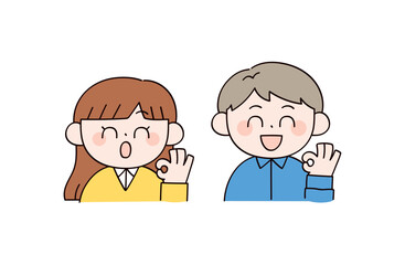 許可する男女2人のイラスト