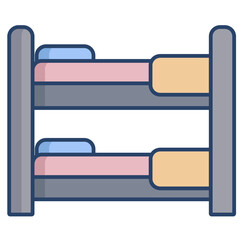 bunk bed linear color icon design