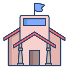 school linear color icon design
