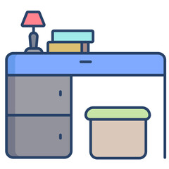 study table linear color icon design