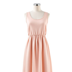 Elegant blush pink dress on mannequin, ready for summer fashion collections and stylish apparel promotions, perfect for retail advertising campaigns
