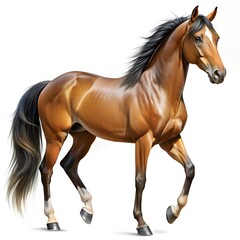 Obraz premium Chestnut Horse Standing on White Background brown equine