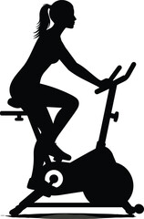 Silhouette, man, exercise bike, indoor cycling, fitness, cardio workout, gym training, spinning, health, active lifestyle, pedal, sport, endurance, flywheel, sweat, motivation, strength, w