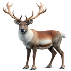 Fototapeta premium Full body illustration of a reindeer with large antlers on white background