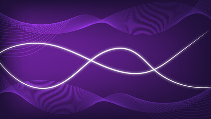 Glowing Wave Lines on Purple Background – Futuristic Abstract Light Flow Design