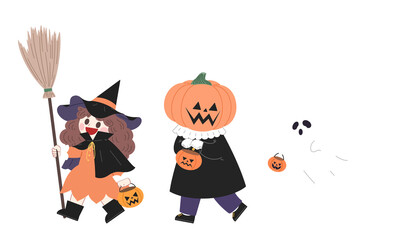 Happy Halloween Illustration with Characters