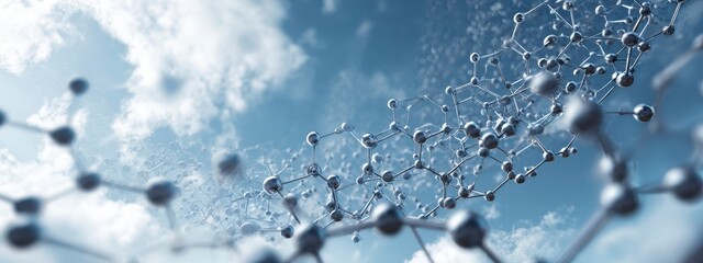 Abstract Molecular Structure Against Cloudy Sky