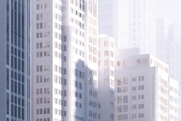 Naklejka premium Ethereal Urban Skyline with Soft Light and Architectural Detail.