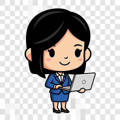 Cartoon Woman with Laptop Professional, Cheerful, and Ready to Work