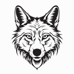 Detailed Vector Illustration of Coyote Head in Monochrome Style