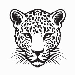 Leopard Face Vector Drawing Exotic Predator Design on white background