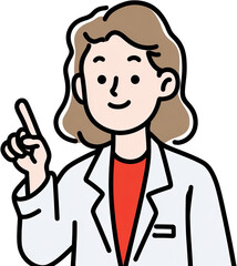 Friendly doctor with helpful advice points up, ready to educate patients and promote healthcare with a modern, approachable style, perfect for medical campaigns