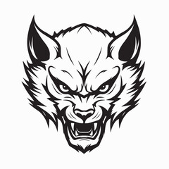 Fierce Wolf Head Vector in Aggressive Expression isolated on white background