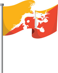 Waving Bhutan flag, Bhutan flag pole
