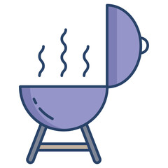 barbecue pot linear color icon design
