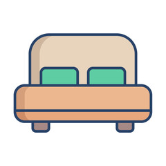 double bed linear color icon design