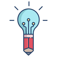 idea pencil linear color icon design