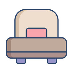 single bed linear color icon design