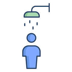 shower man linear color icon design