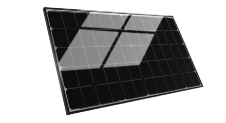 Close up of a single solar panel against a black background